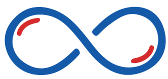 a blue and green infinity symbol icon